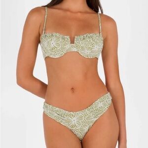 Blackbough Bikini Set in Sage Jacquard, Audrey Top, Green Small Medium